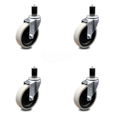 Service Caster 4 Inch Thermoplastic Rubber Wheel 1-3/4 Inch Expanding Stem Caster SCC, 4PK SCC-EX05S410-TPRS-134-4